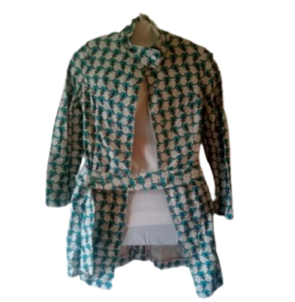 ***Ted Baker London Cotton Off-White Flora Belted Coat Size: 4 = TB Chart Size:L
